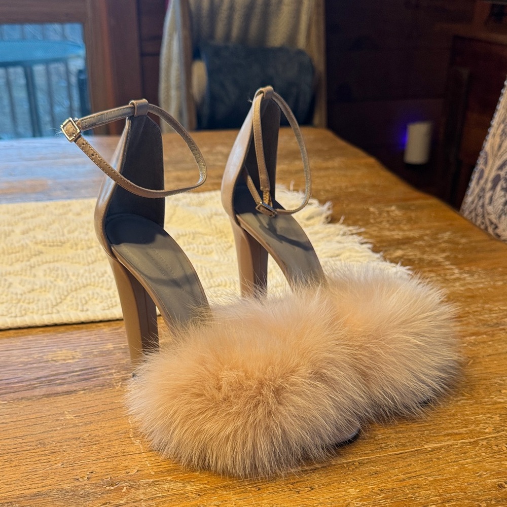 Alexander Wang Tilda Elegant Tan Fur-Trimmed Heels